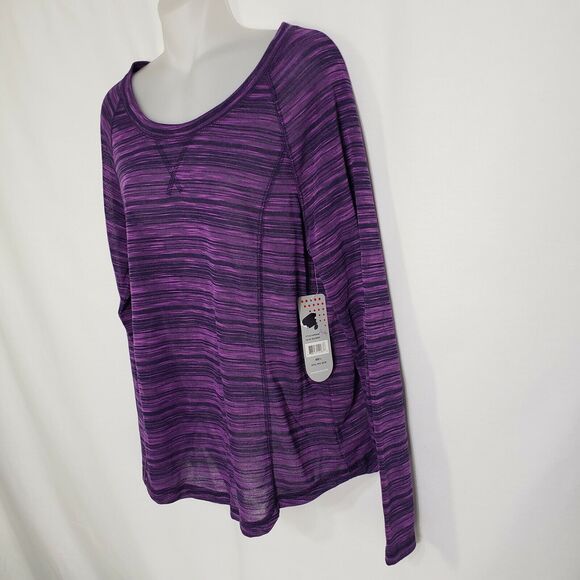 Exertek Women's Top T Shirt Size Large Space Dye Purple Long Sleeve Round Neck - Picture 5 of 7